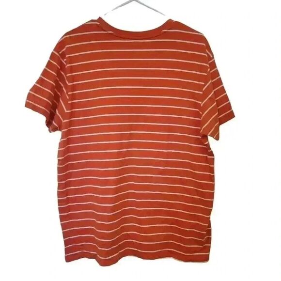 US Polo Association Men's Orange & White Striped Cotton Knit V-Neck Short Sleeve - Picture 5 of 8